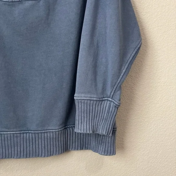 Aerie Sweatshirt Womens Large Blue Oversized Quarter Zip Ribbed Trim Cozy Cotton - Picture 6 of 11